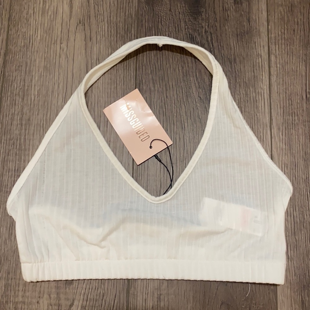 NWT | Missguided | White Micro Halter Bralette